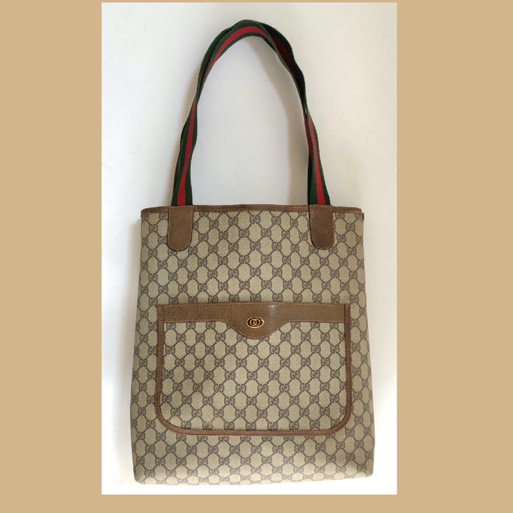 AUTH Vintage Gucci brown GG Supreme Canvas Tote 80